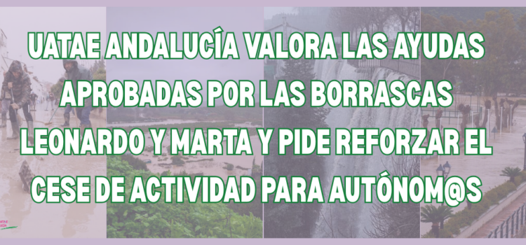 Unión UATAE Andalucía valora las ayudas aprobadas por las borrascas Leonardo y Marta y pide reforzar el cese de actividad para autónom@s