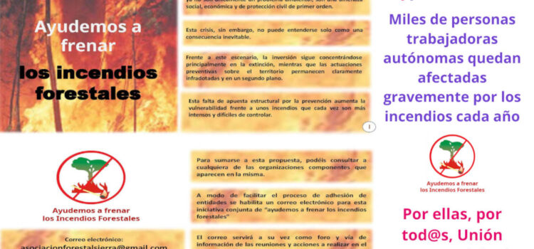 Unión UATAE Andalucía apoya la campaña de diversas asociaciones para frenar los incendios forestales